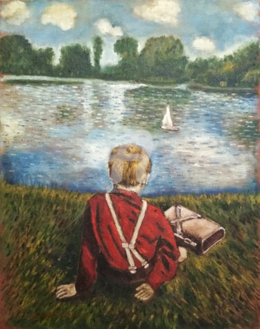 Painting titled ""A Little Dreamer"" by Arthuris, Original Artwork, Oil