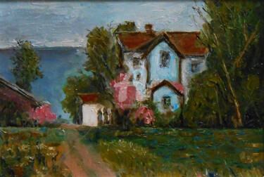 Pittura intitolato ""House in the fores…" da Arthuris, Opera d'arte originale, Olio