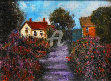 Painting titled ""House in the fores…" by Arthuris, Original Artwork, Oil