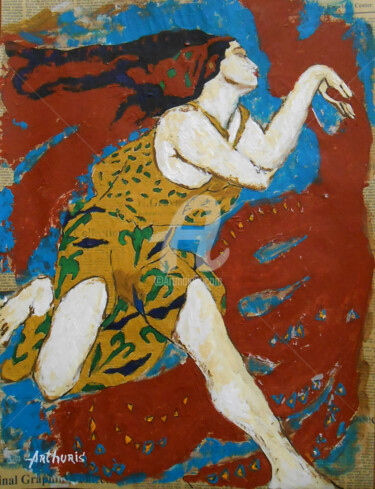 「"Dance (I)"」というタイトルの絵画 Arthurisによって, オリジナルのアートワーク, グワッシュ水彩画