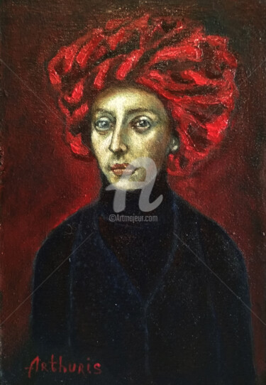 Painting titled ""Portrait of a Woma…" by Arthuris, Original Artwork, Oil