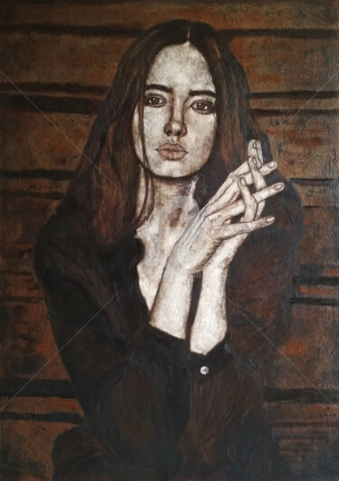 Malerei mit dem Titel ""Portrait of a Girl"" von Arthuris, Original-Kunstwerk, Öl