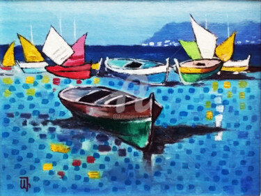 Painting titled ""Azure Coast (I)"" by Arthuris, Original Artwork, Oil