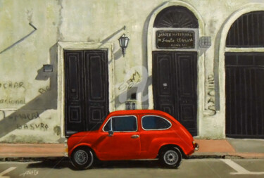 Peinture intitulée ""A RED CAR"" par Arthuris, Œuvre d'art originale, Huile