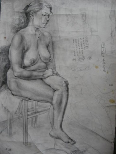 Painting titled "素描女人体" by Wang Jiang, Original Artwork