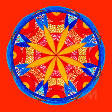 Malarstwo zatytułowany „MANDALA of JOY ♤ FL…” autorstwa Idaver / Idawer, Oryginalna praca, Marker