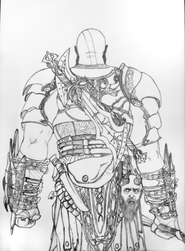 Tekening getiteld "Kratos" door Artified__15, Origineel Kunstwerk, Potlood