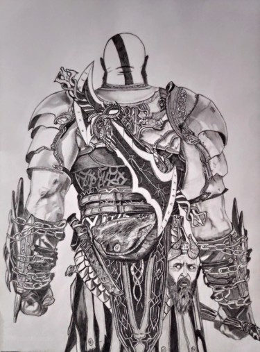 Dibujo titulada "Kratos from god of…" por Artified__15, Obra de arte original, Lápiz
