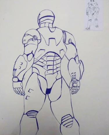 Drawing titled "Iron man" by Artified__15, Original Artwork, Ballpoint pen