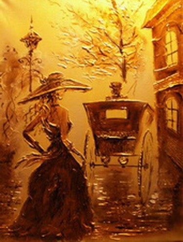 Картина под названием "барышня" - Игорь Гришин, Подлинное произведение искусства, Масло