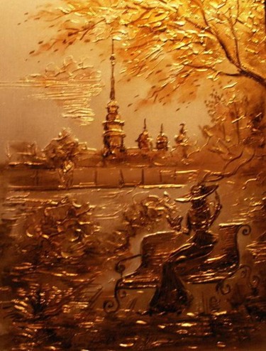 Картина под названием "петроград утро" - Игорь Гришин, Подлинное произведение искусства, Масло