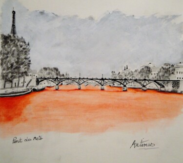 Dessin intitulée "pont des arts" par Artimus Guénin, Œuvre d'art originale