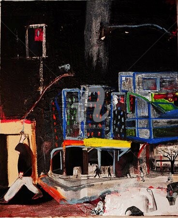Painting titled "clach-in-the-city.j…" by Sarah Artin'S, Original Artwork