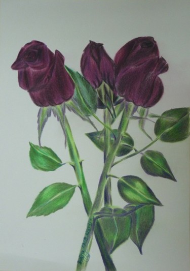 Painting titled "Roses" by Indira Yartsev, Original Artwork, Oil
