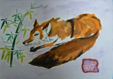 Painting titled "Fox" by Indira Yartsev, Original Artwork