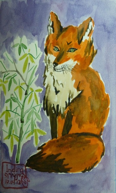 Painting titled "Fox" by Indira Yartsev, Original Artwork