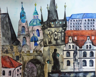 Peinture intitulée "Prague," par Indira Yartsev, Œuvre d'art originale