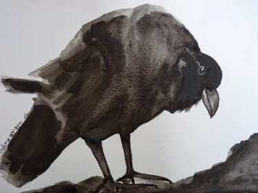 Painting titled ""Raven"" by Indira Yartsev, Original Artwork