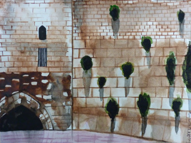 Malerei mit dem Titel "The Western Wall" von Indira Yartsev, Original-Kunstwerk