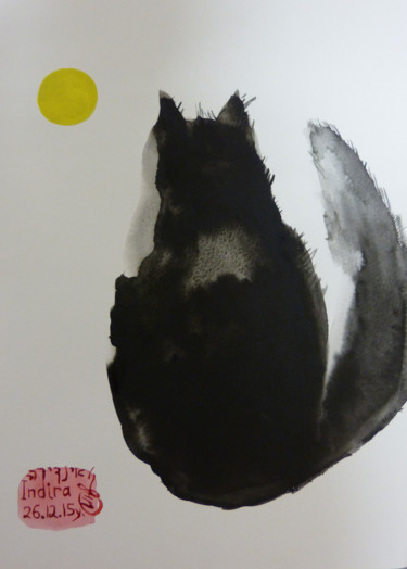 Peinture intitulée "Cat" par Indira Yartsev, Œuvre d'art originale