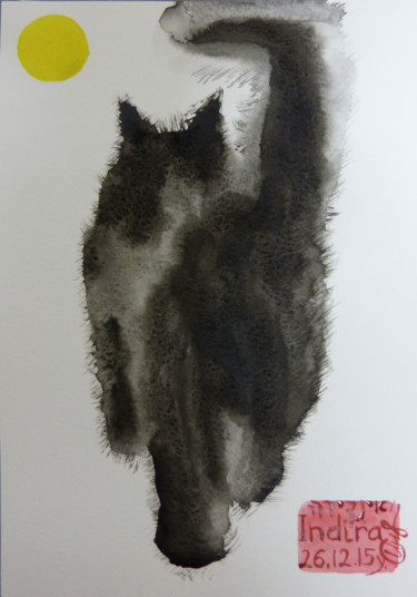 Painting titled "Cat" by Indira Yartsev, Original Artwork