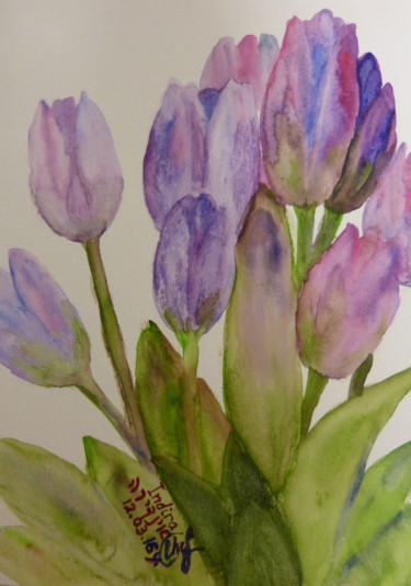 Painting titled "Tulips" by Indira Yartsev, Original Artwork