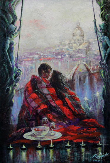 Картина под названием "Лирика питерского в…" - Anna Chekushkina, Подлинное произведение искусства, Масло