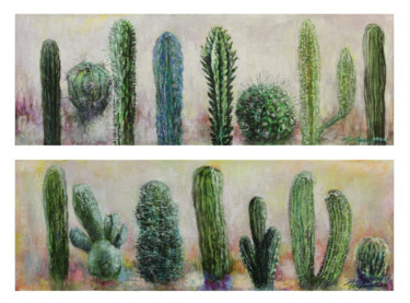 Peinture intitulée "Cactus" par Anna Chekushkina, Œuvre d'art originale, Huile
