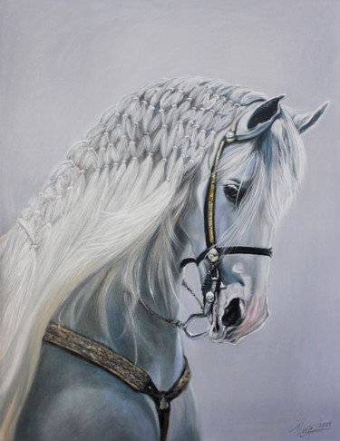 Картина под названием "White grace" - Anna Chekushkina, Подлинное произведение искусства, Масло