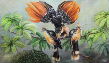 Painting titled "Birds-2" by Anna Chekushkina, Original Artwork, Oil