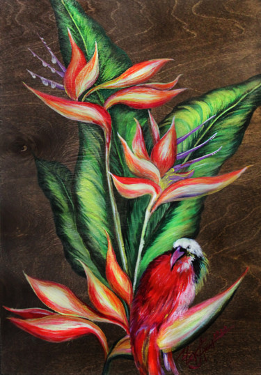 Schilderij getiteld "Tropics" door Anna Chekushkina, Origineel Kunstwerk, Acryl