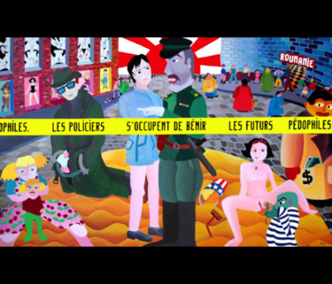 Peinture intitulée "Les policiers s'occ…" par Isabel Pessoa, Œuvre d'art originale
