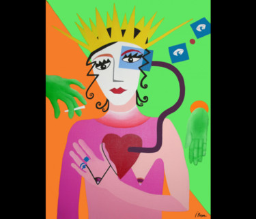 Peinture intitulée "De tout mon coeur" par Isabel Pessoa, Œuvre d'art originale, Autre