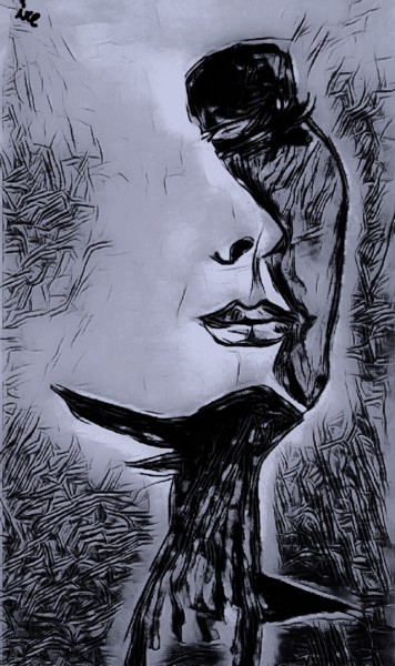 Drawing titled "HALF FACE" by Art Ire, Original Artwork