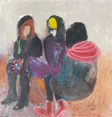 Рисунок под названием "Conversation" - Irina Seller, Подлинное произведение искусства, Пастель