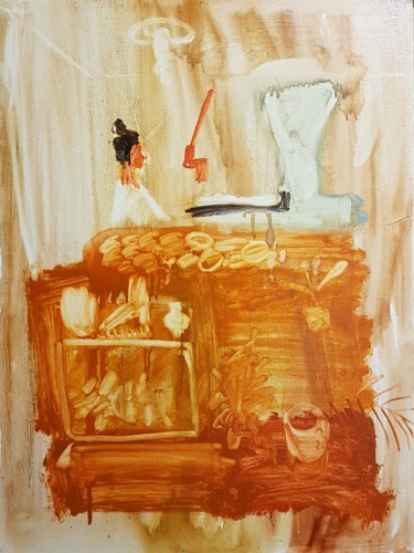 Картина под названием "Koralle grocery" - Irina Seller, Подлинное произведение искусства, Масло Установлен на Деревянная рам…