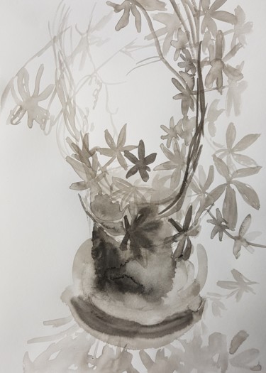 Drawing titled "Passionflower II" by Irina Seller, Original Artwork, Ink
