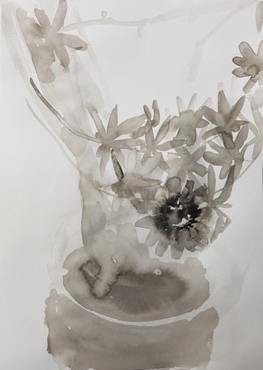 Peinture intitulée "Passionflower I" par Irina Seller, Œuvre d'art originale, Encre