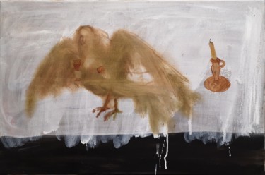 Pintura intitulada "I am a paradise bird" por Irina Seller, Obras de arte originais, Óleo Montado em Armação em madeira