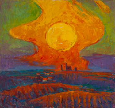 Картина под названием "Landscape with the…" - Alexander Abramovich Andreev, Подлинное произведение искусства, Масло Установл…
