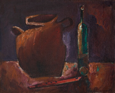 Painting titled "Still life with a p…" by Alexander Abramovich Andreev, Original Artwork, Oil Mounted on Wood Stretcher frame