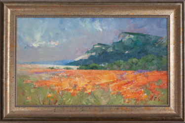 Painting titled "Near Bakhchisaray" by Arsen Abrarovich Rustamov, Original Artwork, Oil Mounted on Wood Stretcher frame