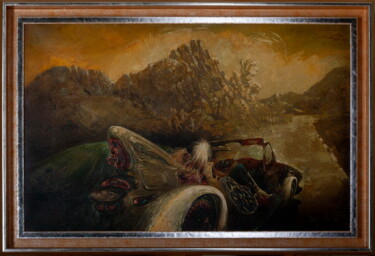 Painting titled "Путешествие по Крым…" by Yuri Laptev, Original Artwork, Oil Mounted on Wood Stretcher frame
