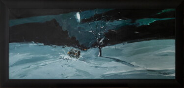 Painting titled "Север" by Yuri Laptev, Original Artwork, Oil Mounted on Wood Stretcher frame