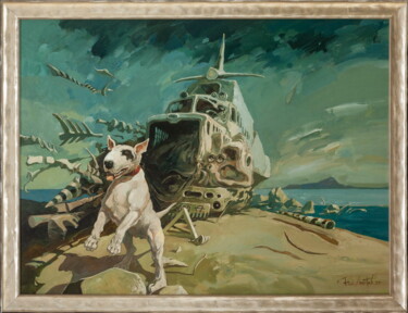 Картина под названием "Paroxysms of bull t…" - Yuri Laptev, Подлинное произведение искусства, Масло Установлен на Деревянная…