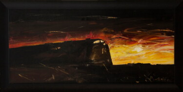 Painting titled "West" by Yuri Laptev, Original Artwork, Oil Mounted on Wood Stretcher frame