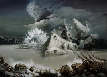 Картина под названием "White submarine" - Yuri Laptev, Подлинное произведение искусства, Масло
