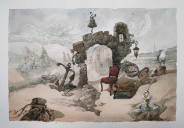 Pittura intitolato "Five Minutes Before…" da Yuri Laptev, Opera d'arte originale, Acquarello
