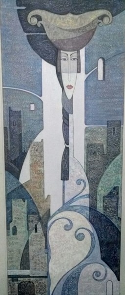Картина под названием "Хранительница" - Тина, Подлинное произведение искусства, Масло