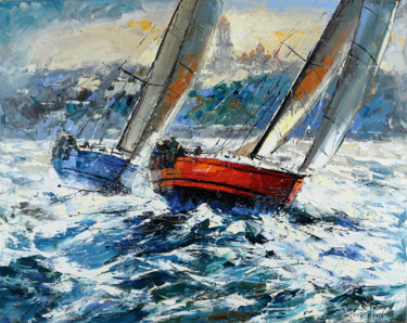 Painting titled "Sailing" by Vladimir Piven, Original Artwork, Oil
